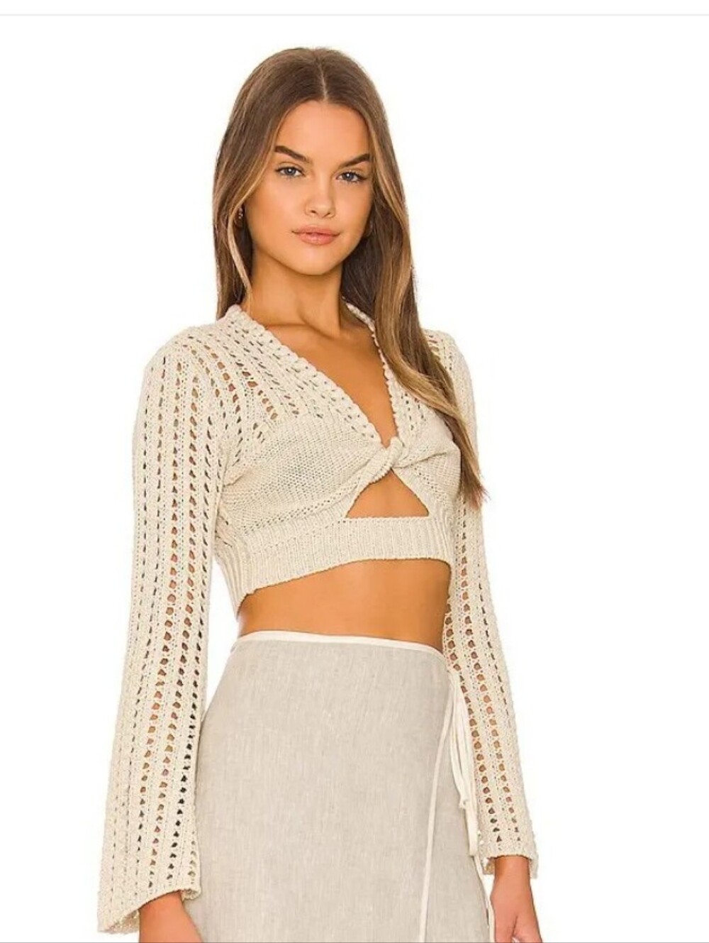 Jonathan Simkhai Nile Corded Crochet Twisted Top in Neutral